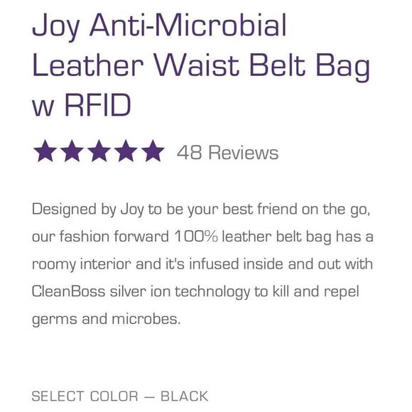 Black Leather Joy Mangano Belt Bag - Picture 4 of 6